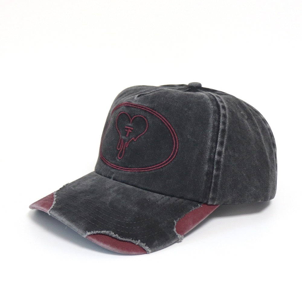 Mirrored F - Distressed Black/Red Unstructured