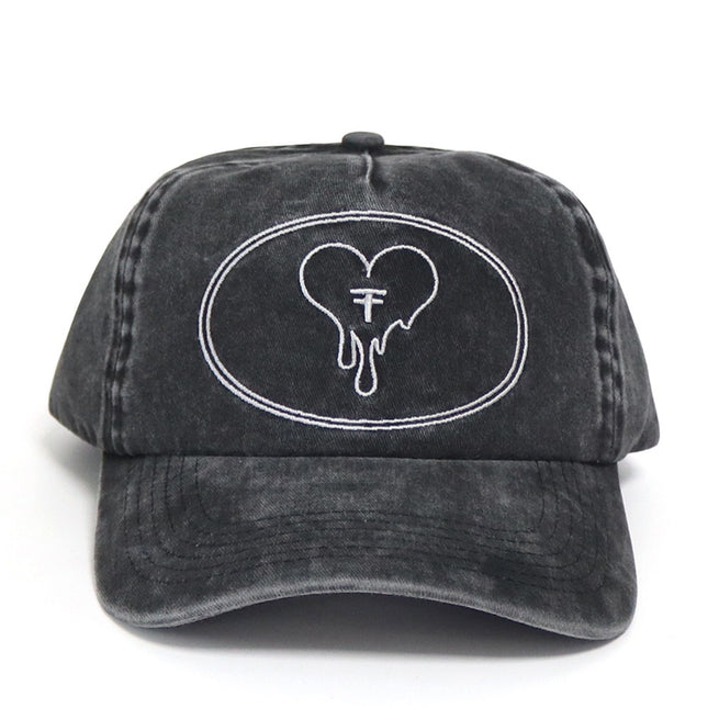 Mirrored F Acid Wash Black Unstructured